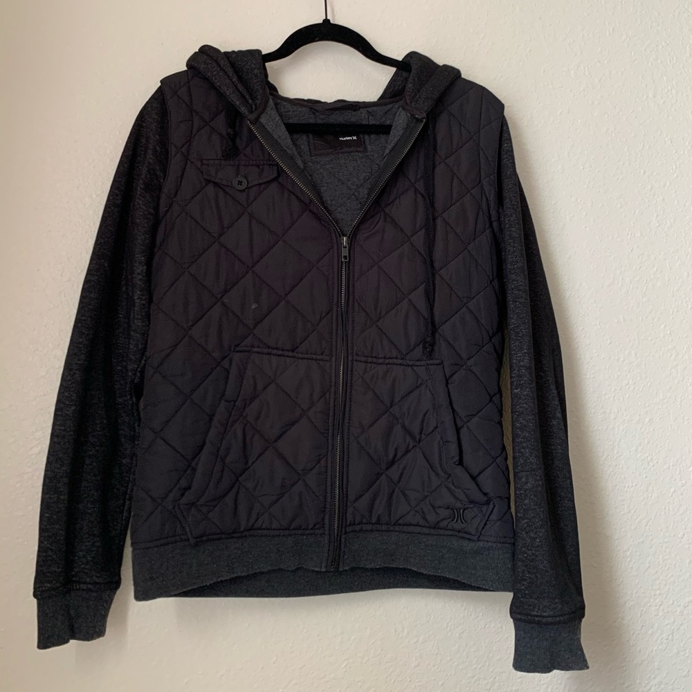 black hurley jacket with padded vest attached